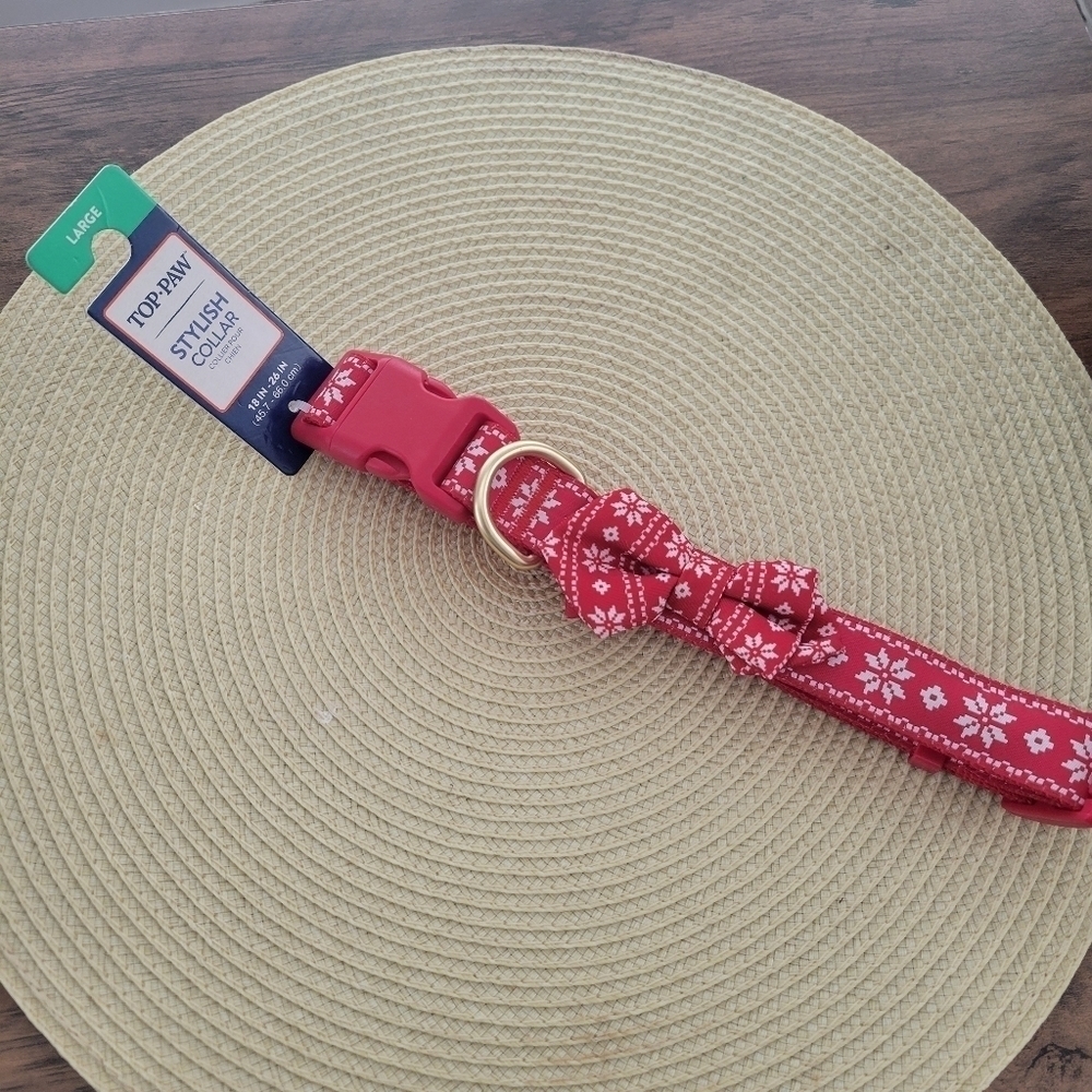 Top Paw Holiday Dog Collar L Red - Picture 1 of 8